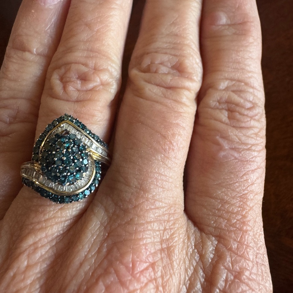 Elegant Blue and White Diamond  Women's Ring